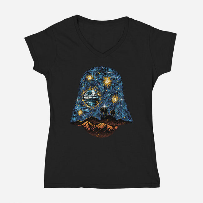Starry Empire Night-Womens-V-Neck-Tee-glitchygorilla