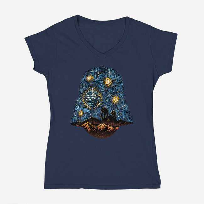 Starry Empire Night-Womens-V-Neck-Tee-glitchygorilla