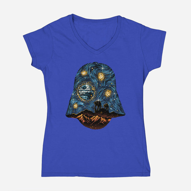 Starry Empire Night-Womens-V-Neck-Tee-glitchygorilla