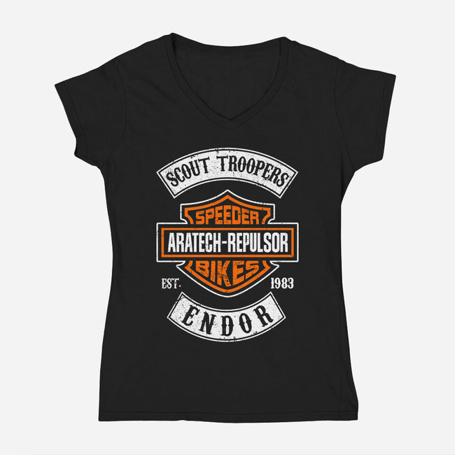 Speeder Bike Club-Womens-V-Neck-Tee-DrMonekers