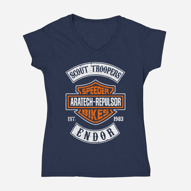 Speeder Bike Club-Womens-V-Neck-Tee-DrMonekers