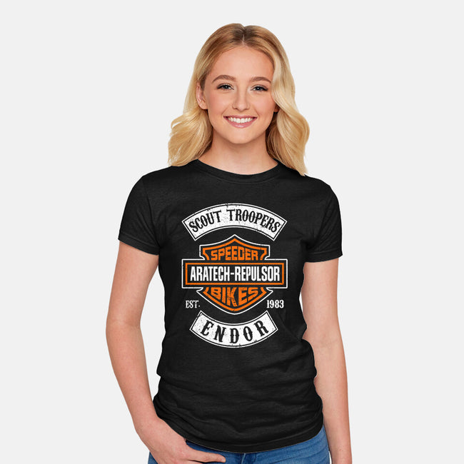 Speeder Bike Club-Womens-Fitted-Tee-DrMonekers