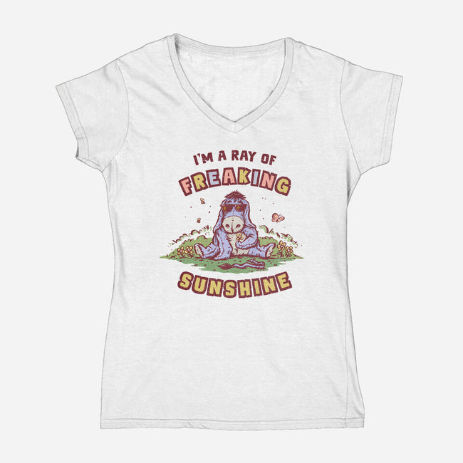A Ray Of Freaking Sunshine-Womens-V-Neck-Tee-kg07