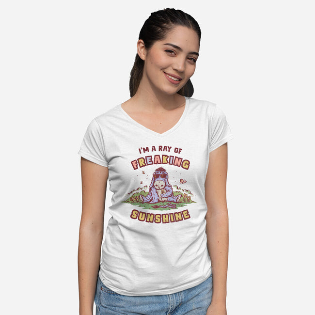 A Ray Of Freaking Sunshine-Womens-V-Neck-Tee-kg07