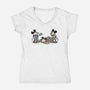 Red Shirt Mouse-Womens-V-Neck-Tee-kg07