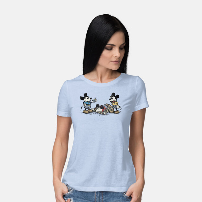 Red Shirt Mouse-Womens-Basic-Tee-kg07
