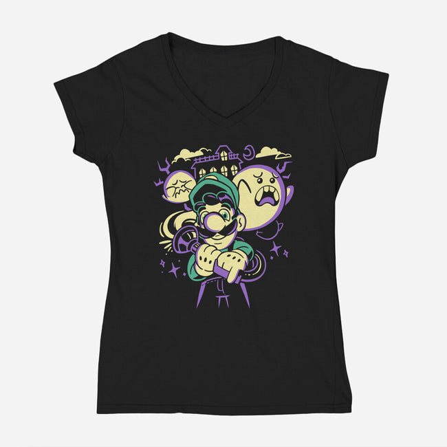 Haunted House Cleaning-Womens-V-Neck-Tee-estudiofitas