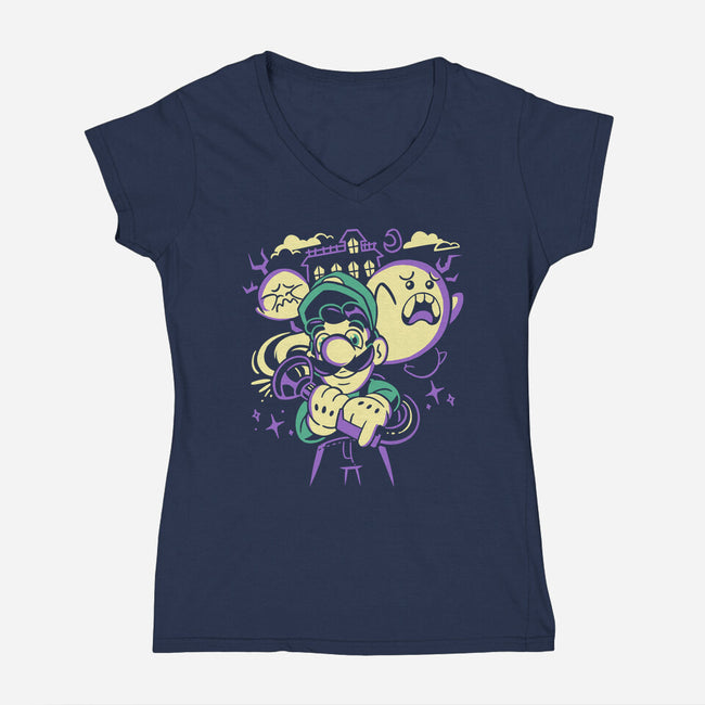 Haunted House Cleaning-Womens-V-Neck-Tee-estudiofitas