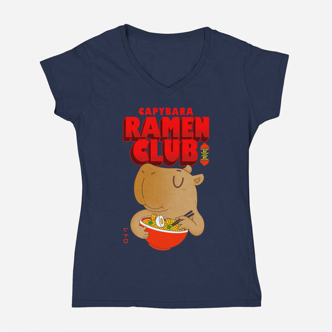 Capybara Ramen Club-Womens-V-Neck-Tee-Tri haryadi