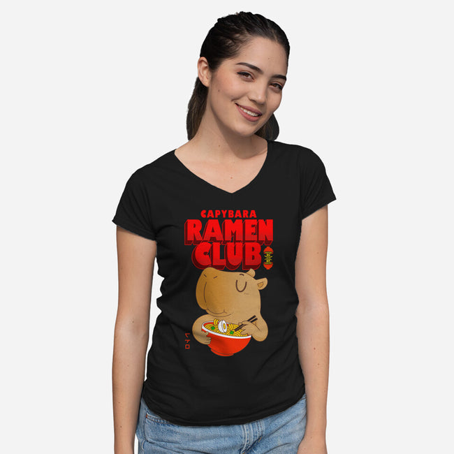 Capybara Ramen Club-Womens-V-Neck-Tee-Tri haryadi