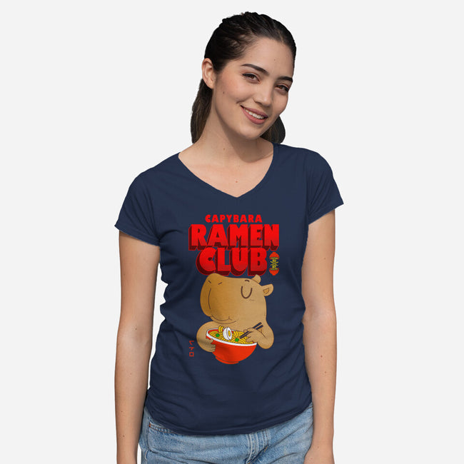 Capybara Ramen Club-Womens-V-Neck-Tee-Tri haryadi
