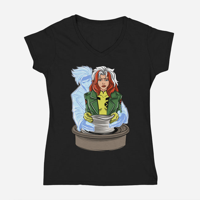X-Ghost-Womens-V-Neck-Tee-zascanauta
