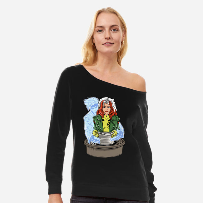 X-Ghost-Womens-Off Shoulder-Sweatshirt-zascanauta