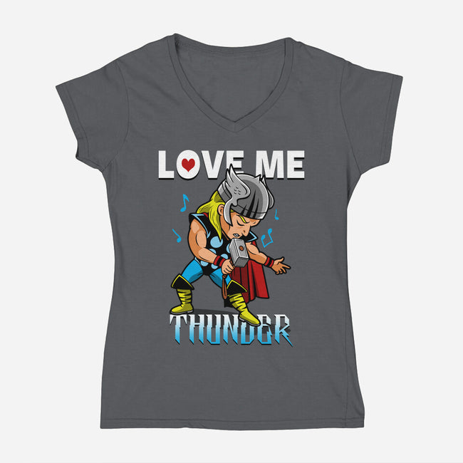 Love Me Thunder-Womens-V-Neck-Tee-Boggs Nicolas