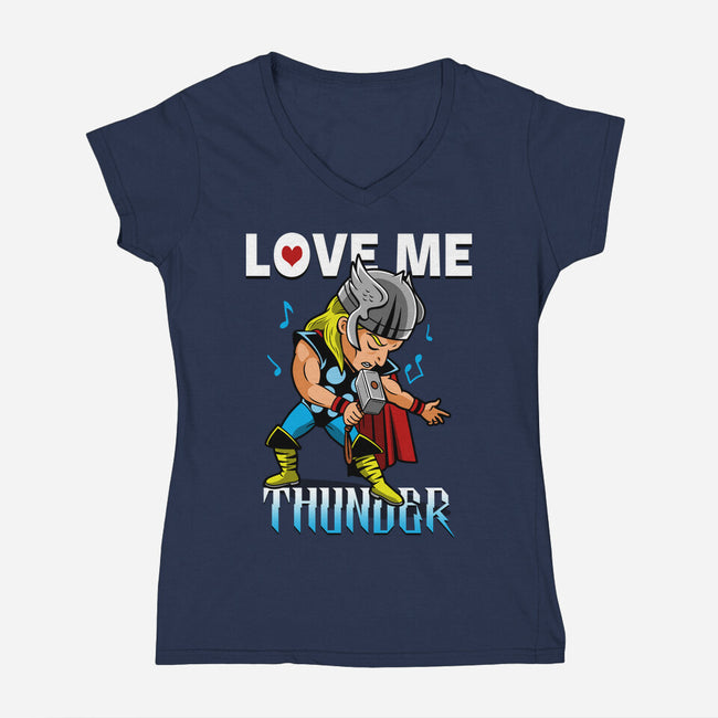 Love Me Thunder-Womens-V-Neck-Tee-Boggs Nicolas