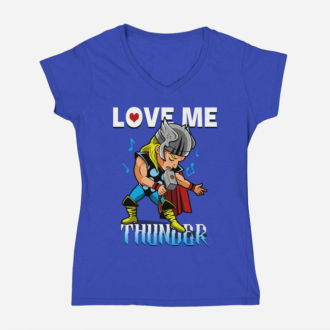 Love Me Thunder-Womens-V-Neck-Tee-Boggs Nicolas