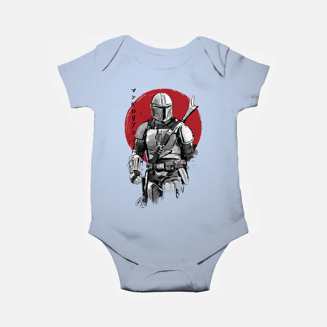 Mandalorian Bounty Hunter Sumi-e-Baby-Basic-Onesie-DrMonekers