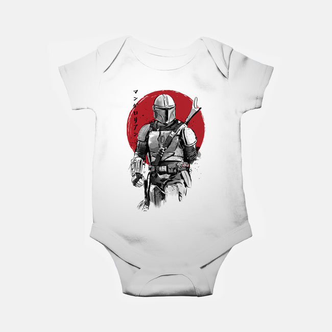 Mandalorian Bounty Hunter Sumi-e-Baby-Basic-Onesie-DrMonekers