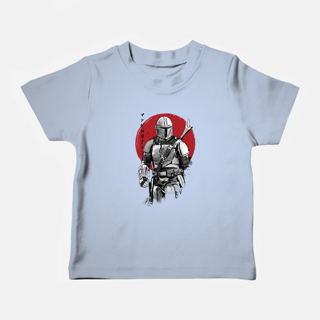 Mandalorian Bounty Hunter Sumi-e-Baby-Basic-Tee-DrMonekers