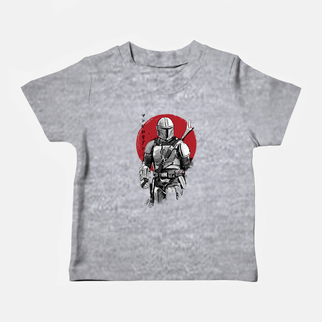 Mandalorian Bounty Hunter Sumi-e-Baby-Basic-Tee-DrMonekers