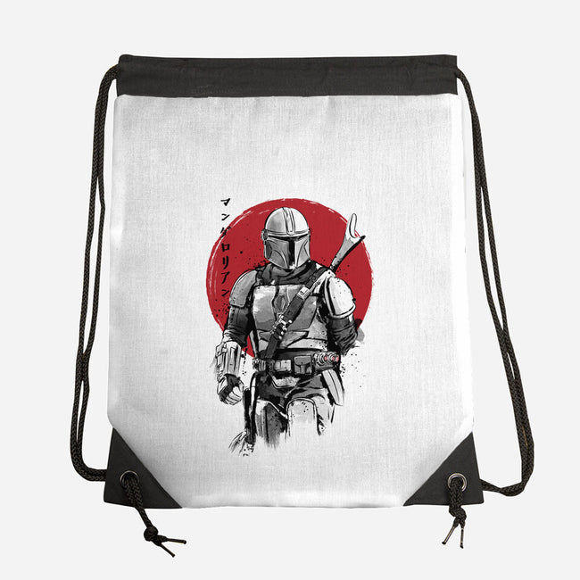 Mandalorian Bounty Hunter Sumi-e-None-Drawstring-Bag-DrMonekers