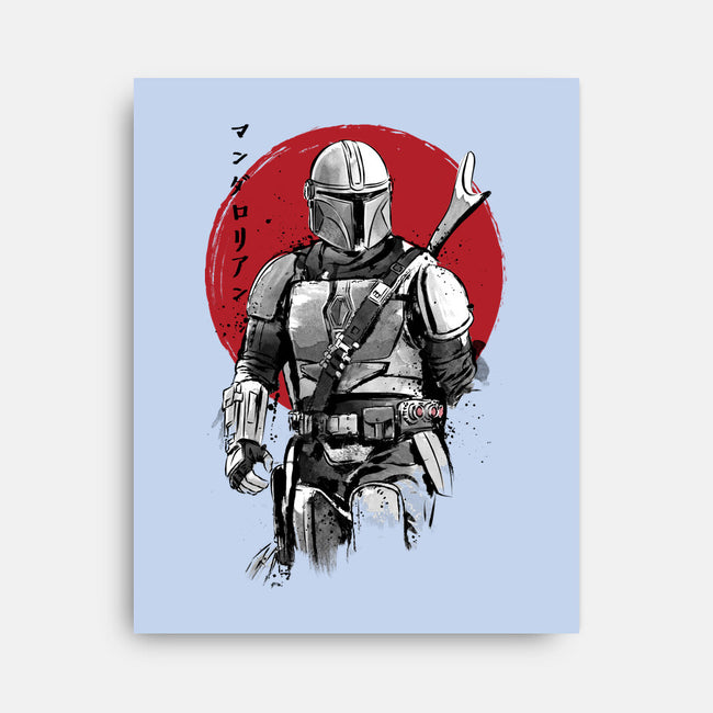 Mandalorian Bounty Hunter Sumi-e-None-Stretched-Canvas-DrMonekers