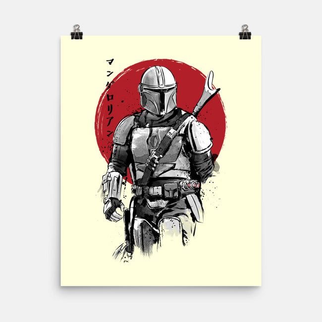 Mandalorian Bounty Hunter Sumi-e-None-Matte-Poster-DrMonekers