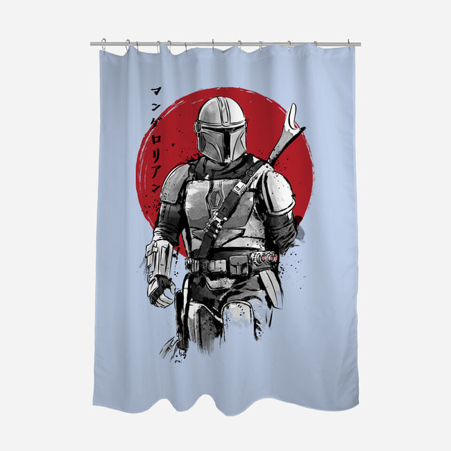 Mandalorian Bounty Hunter Sumi-e-None-Polyester-Shower Curtain-DrMonekers