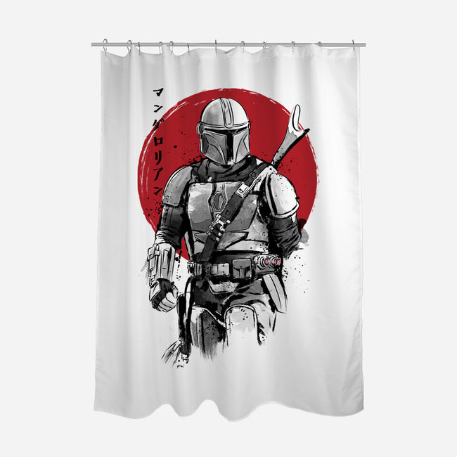 Mandalorian Bounty Hunter Sumi-e-None-Polyester-Shower Curtain-DrMonekers