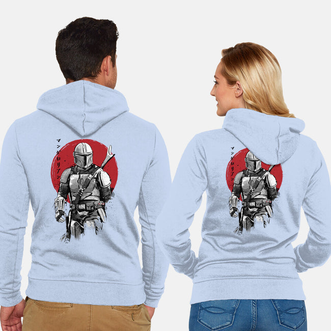 Mandalorian Bounty Hunter Sumi-e-Unisex-Zip-Up-Sweatshirt-DrMonekers