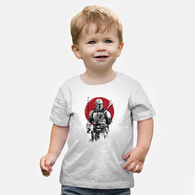 Mandalorian Bounty Hunter Sumi-e-Baby-Basic-Tee-DrMonekers