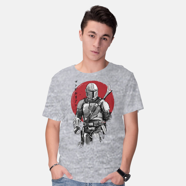 Mandalorian Bounty Hunter Sumi-e-Mens-Basic-Tee-DrMonekers