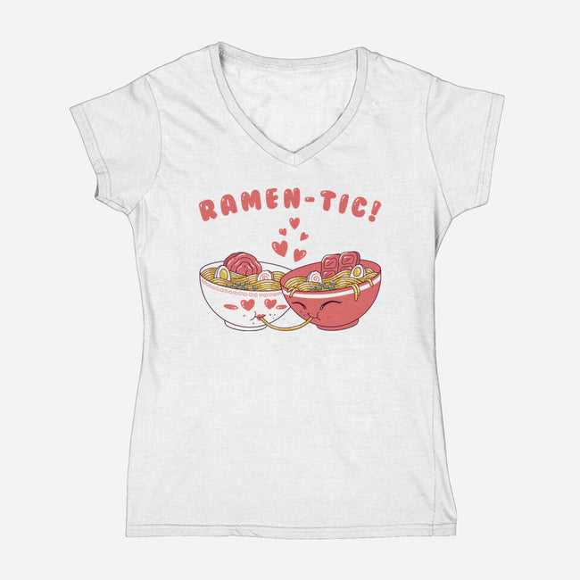 Ramen-tic Noodles-Womens-V-Neck-Tee-vp021