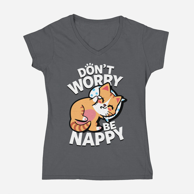 Don't Worry Be Nappy-Womens-V-Neck-Tee-Boggs Nicolas