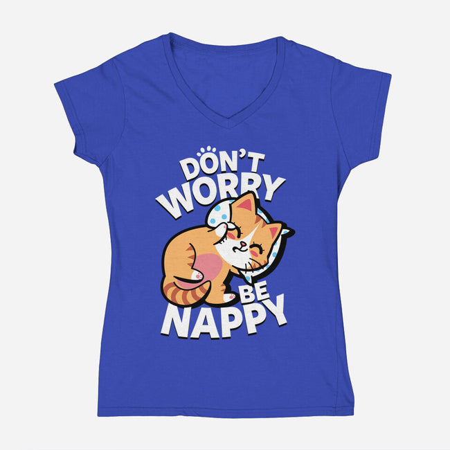 Don't Worry Be Nappy-Womens-V-Neck-Tee-Boggs Nicolas