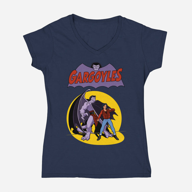 Gargoyles Cover-Womens-V-Neck-Tee-jasesa