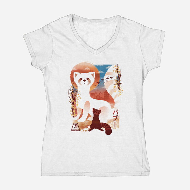 Fire Ferrets-Womens-V-Neck-Tee-dandingeroz