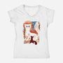 Fire Ferrets-Womens-V-Neck-Tee-dandingeroz