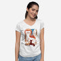 Fire Ferrets-Womens-V-Neck-Tee-dandingeroz