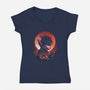 Okarun Night-Womens-V-Neck-Tee-dandingeroz