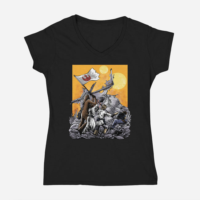 The Battle Of Tatooine-Womens-V-Neck-Tee-zascanauta