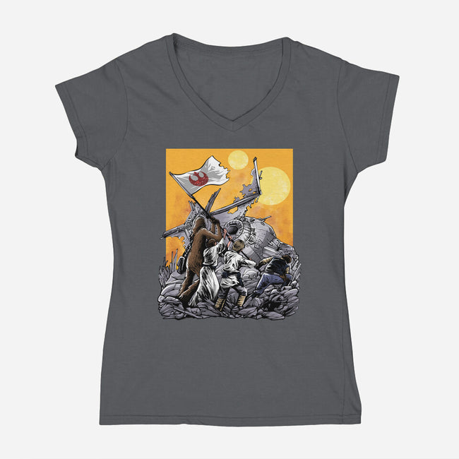 The Battle Of Tatooine-Womens-V-Neck-Tee-zascanauta