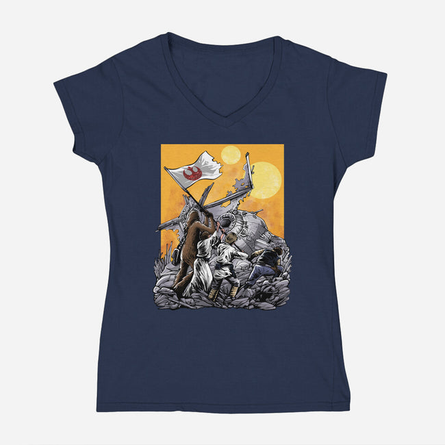 The Battle Of Tatooine-Womens-V-Neck-Tee-zascanauta