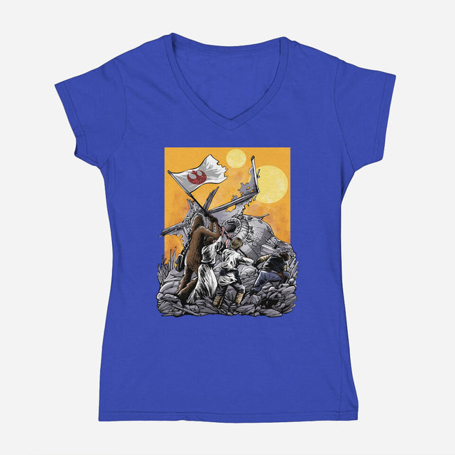 The Battle Of Tatooine-Womens-V-Neck-Tee-zascanauta