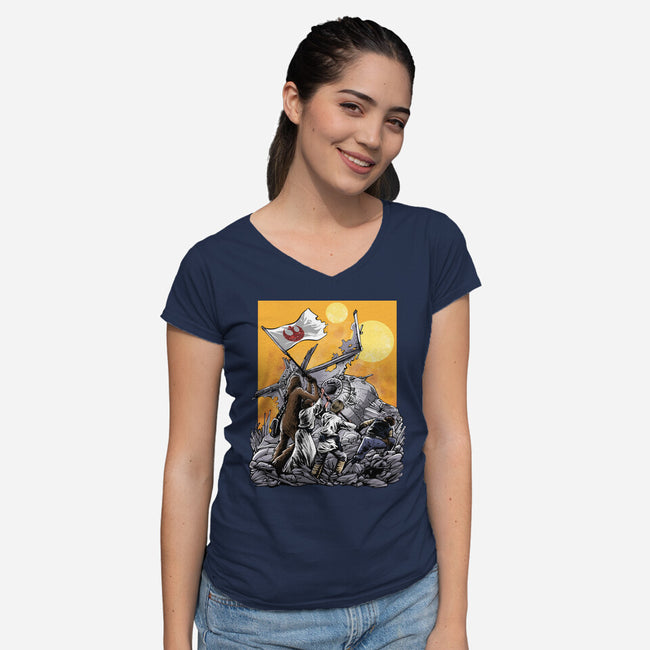 The Battle Of Tatooine-Womens-V-Neck-Tee-zascanauta