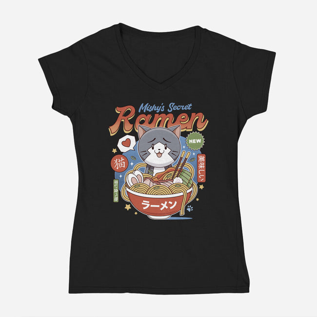 Mishelam Wonderland Mishy Ramen-Womens-V-Neck-Tee-LAGELANTEE