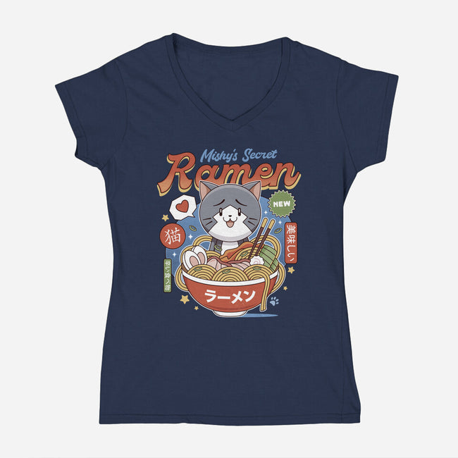 Mishelam Wonderland Mishy Ramen-Womens-V-Neck-Tee-LAGELANTEE