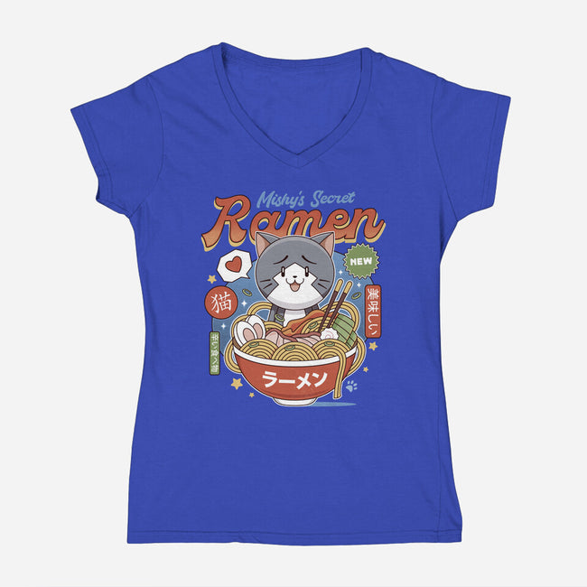 Mishelam Wonderland Mishy Ramen-Womens-V-Neck-Tee-LAGELANTEE