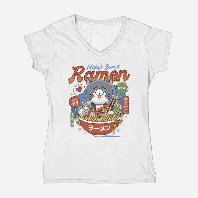 Mishelam Wonderland Mishy Ramen-Womens-V-Neck-Tee-LAGELANTEE