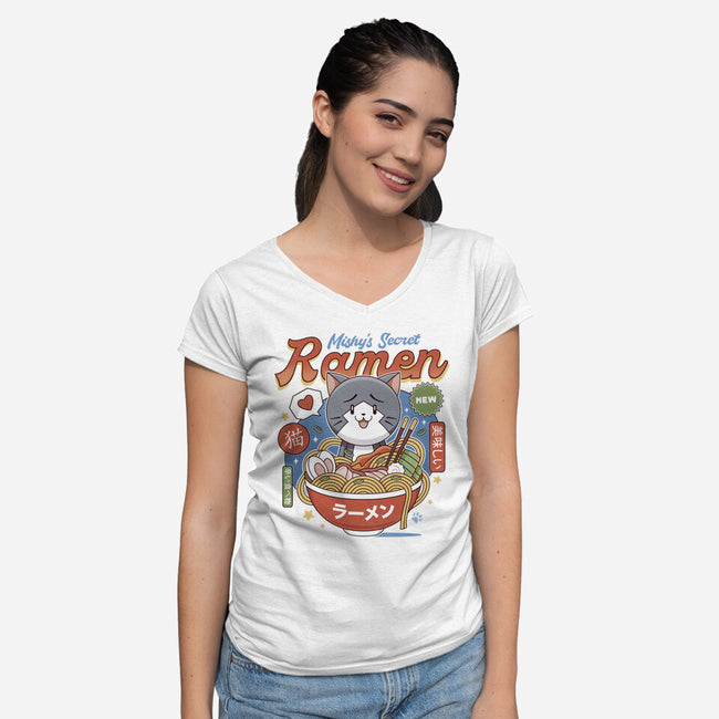 Mishelam Wonderland Mishy Ramen-Womens-V-Neck-Tee-LAGELANTEE